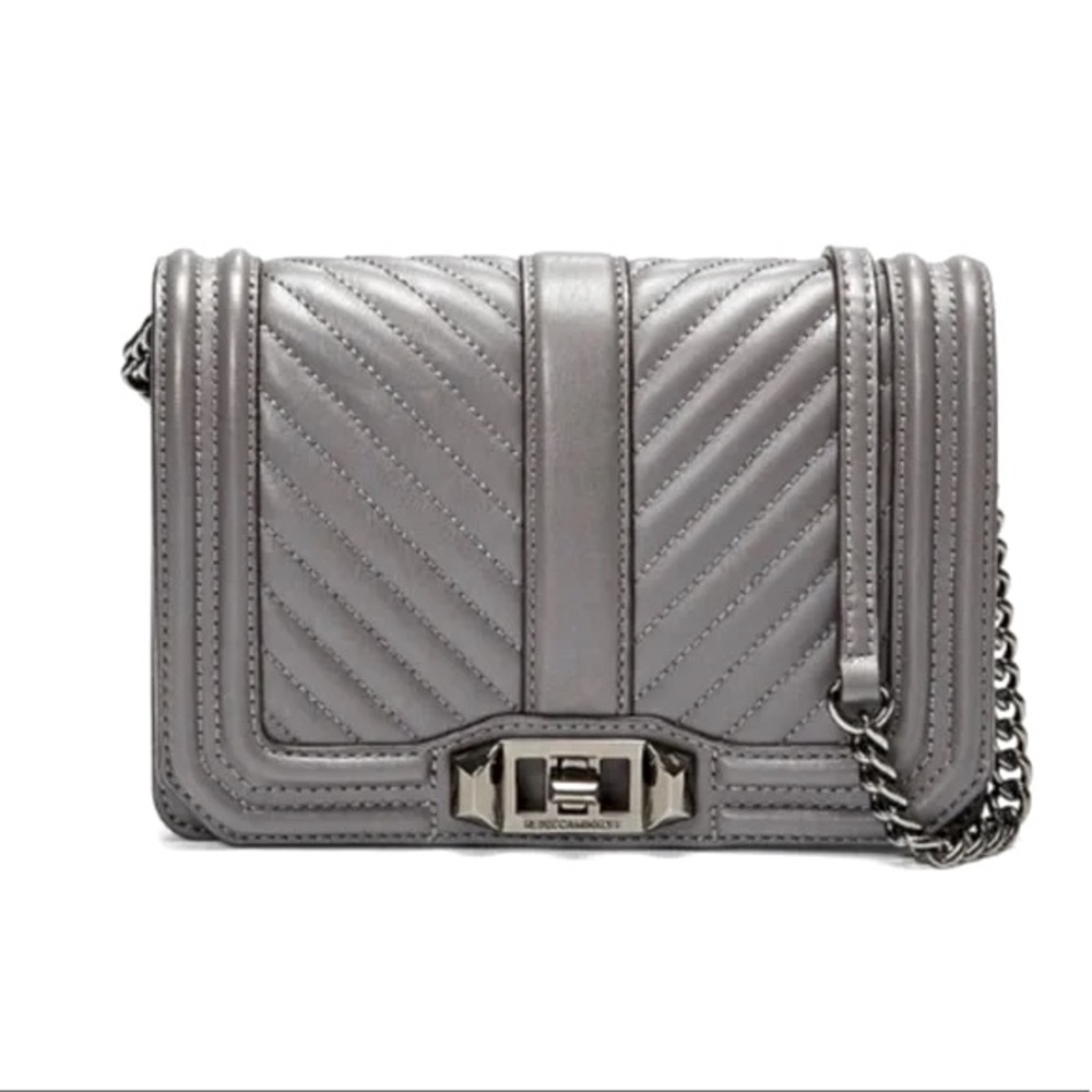 Rebecca Minkoff Grey Love Quilted Leather Le Boy Crossbody Bag